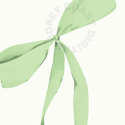 Green Hair Bow Digital Prints