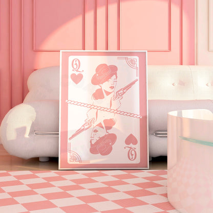 Pink Queen Of Hearts Playing Card Digital Prints