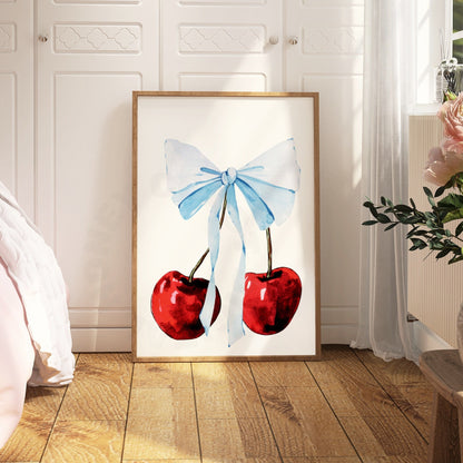 Cherry With Blue Hair Bow Digital Prints