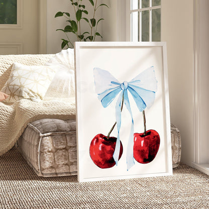 Cherry With Blue Hair Bow Digital Prints