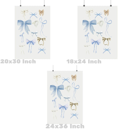 Beige Blue Hair Bows Poster