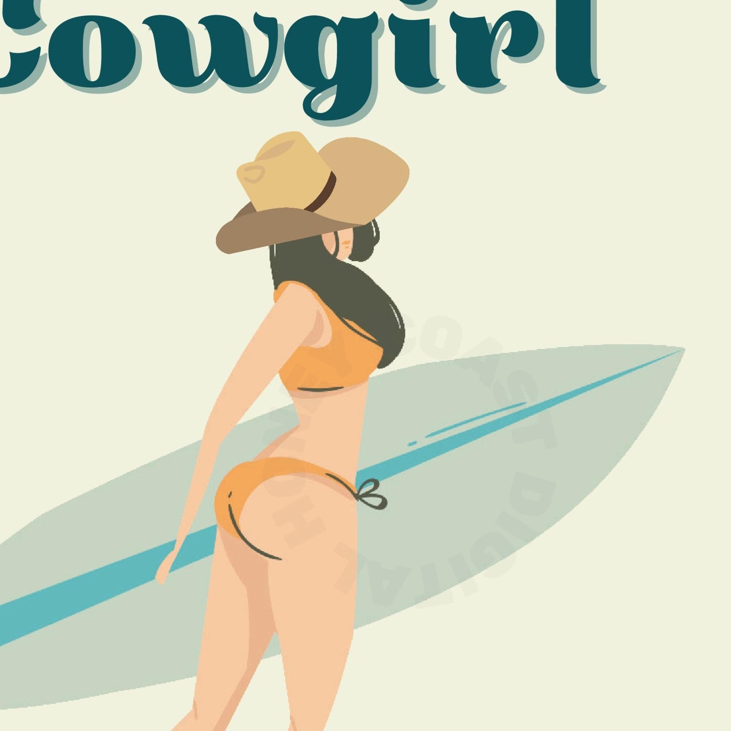 Cowgirl Beach Club Girl Poster