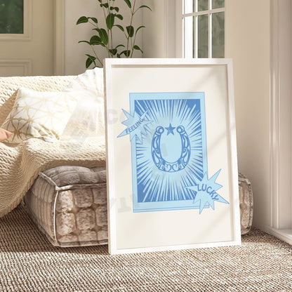Blue Feeling Lucky Horseshoe Digital Prints