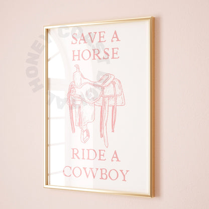 Pink Save A Horse Ride A Cowboy Digital Prints