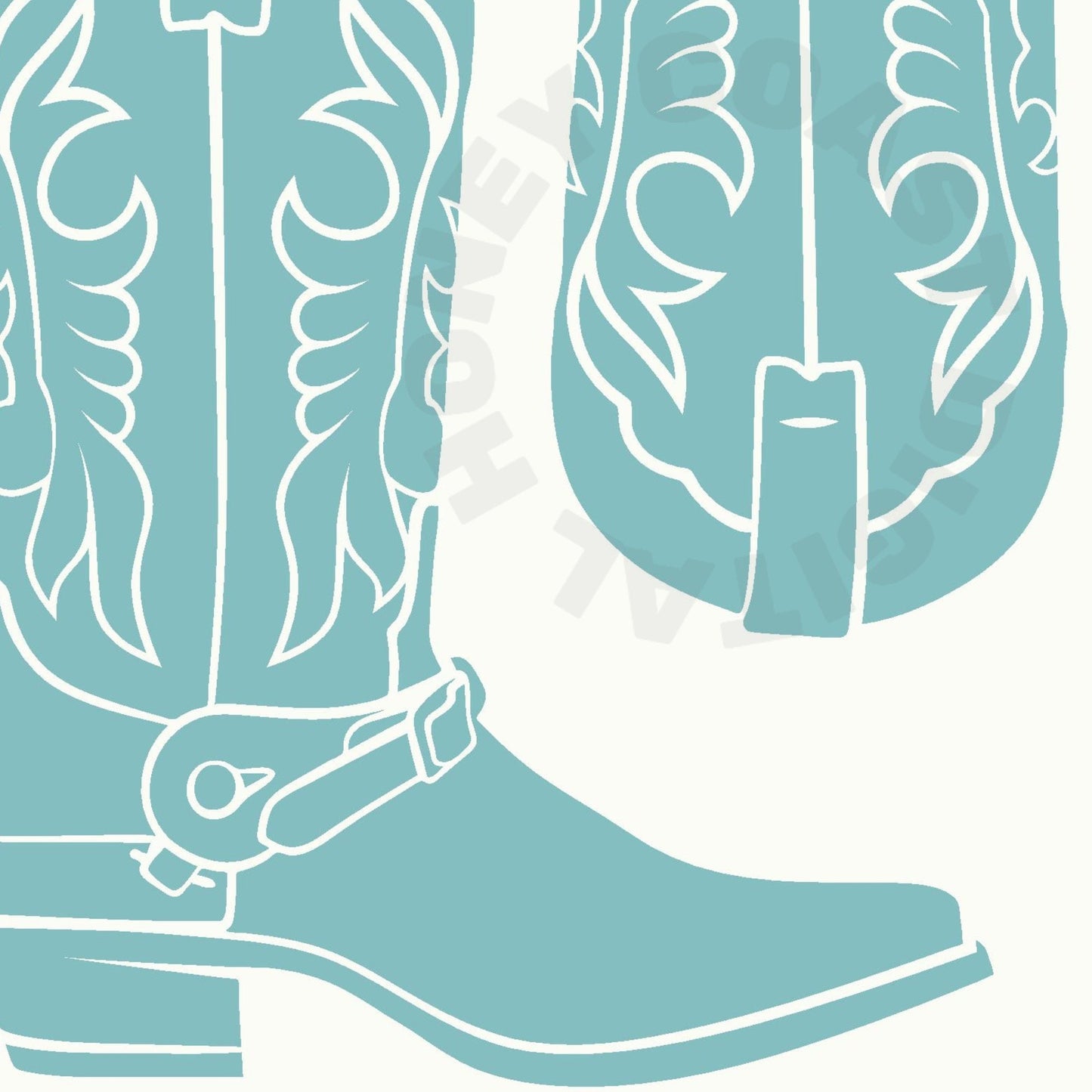 Seafoam Cowboy Boot Digital Prints