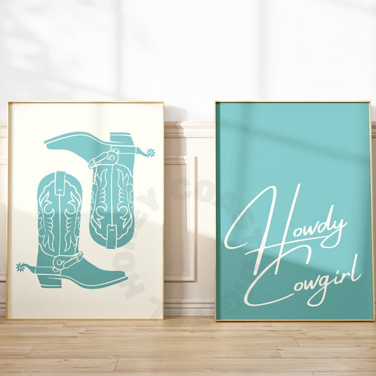 Seafoam Coastal Cowgirl Digital Prints, Set Of 2