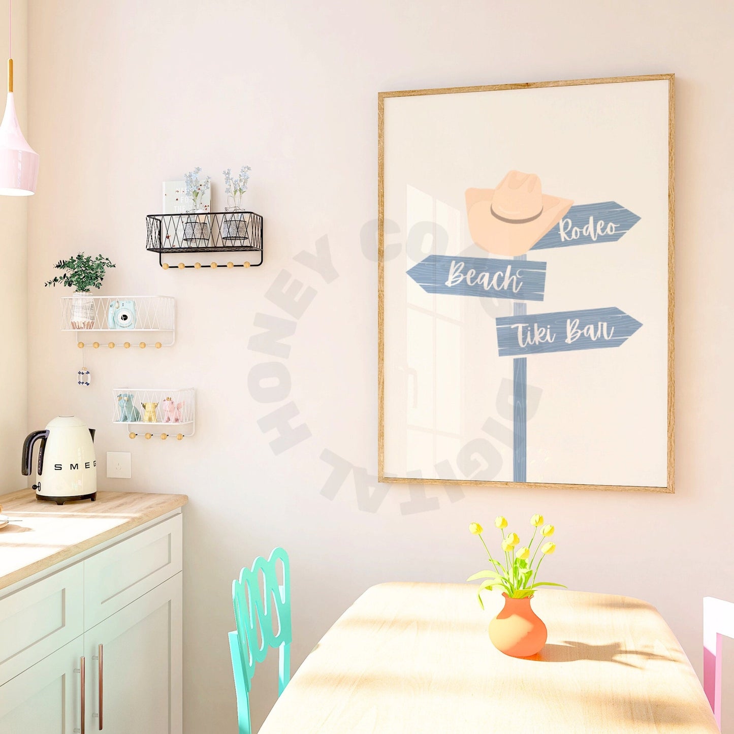 Coastal Blue Cowgirl Digital Prints, Set of 6
