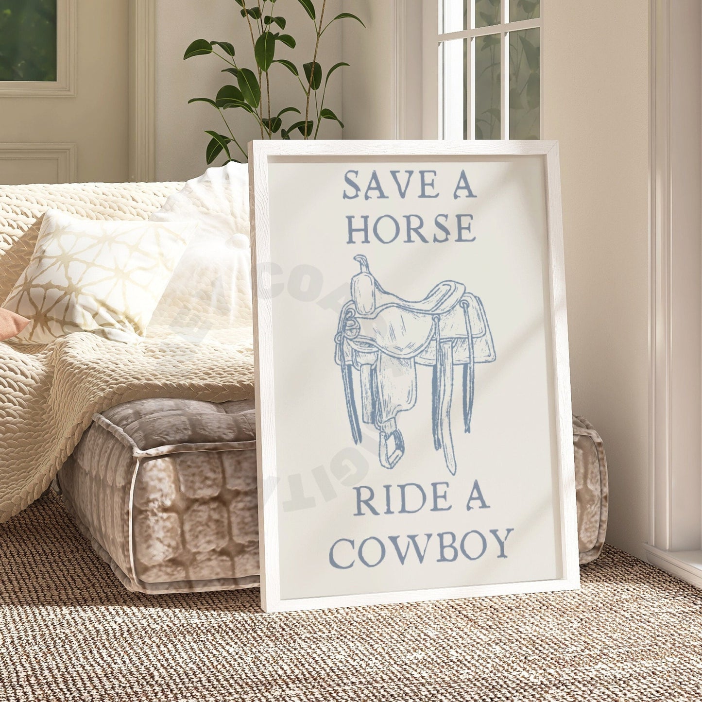 Coastal Blue Cowgirl Digital Prints, Set of 6