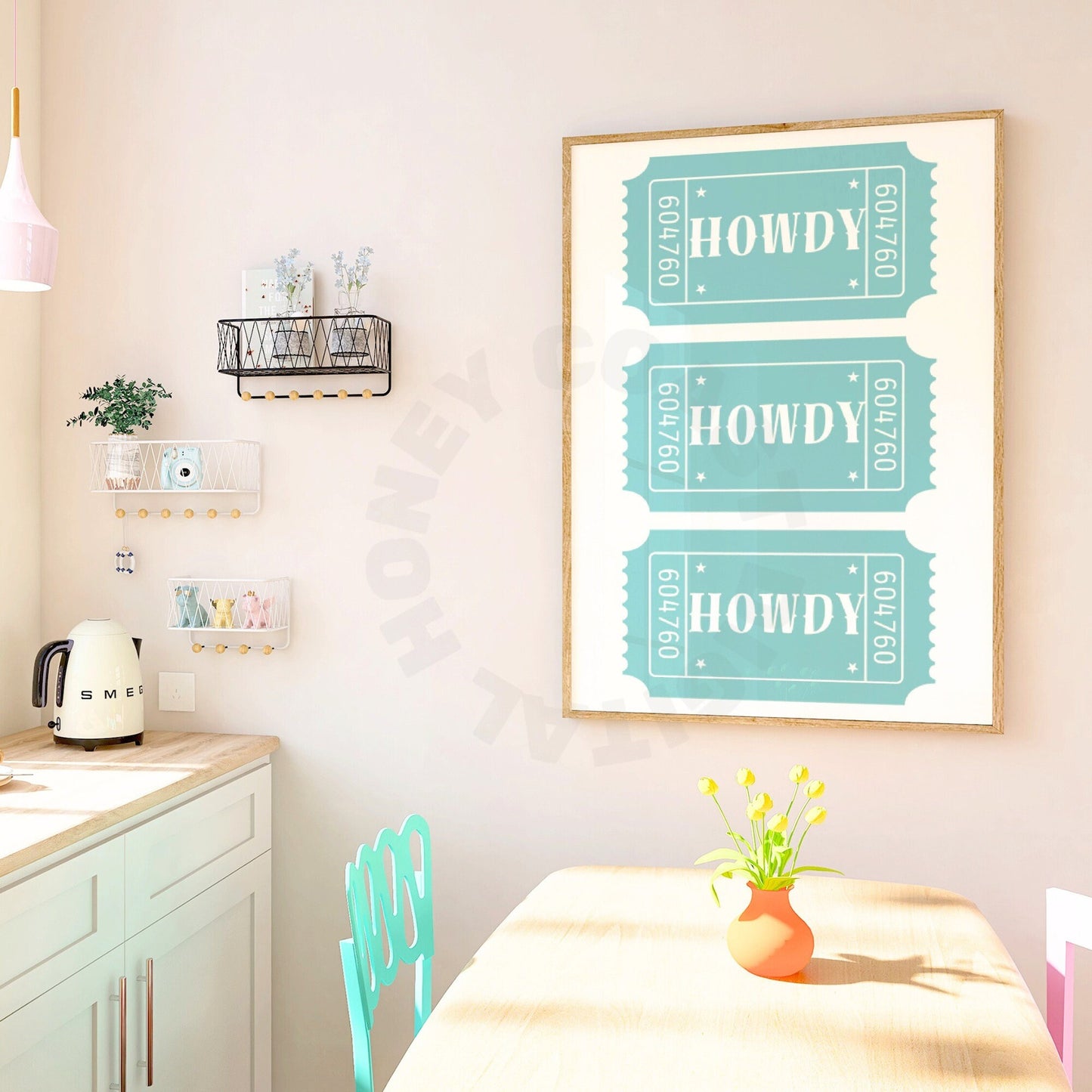 Seafoam Howdy Tickets Digital Prints