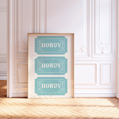 Seafoam Howdy Tickets Digital Prints