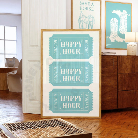 Seafoam Happy Hour Ticket Digital Prints