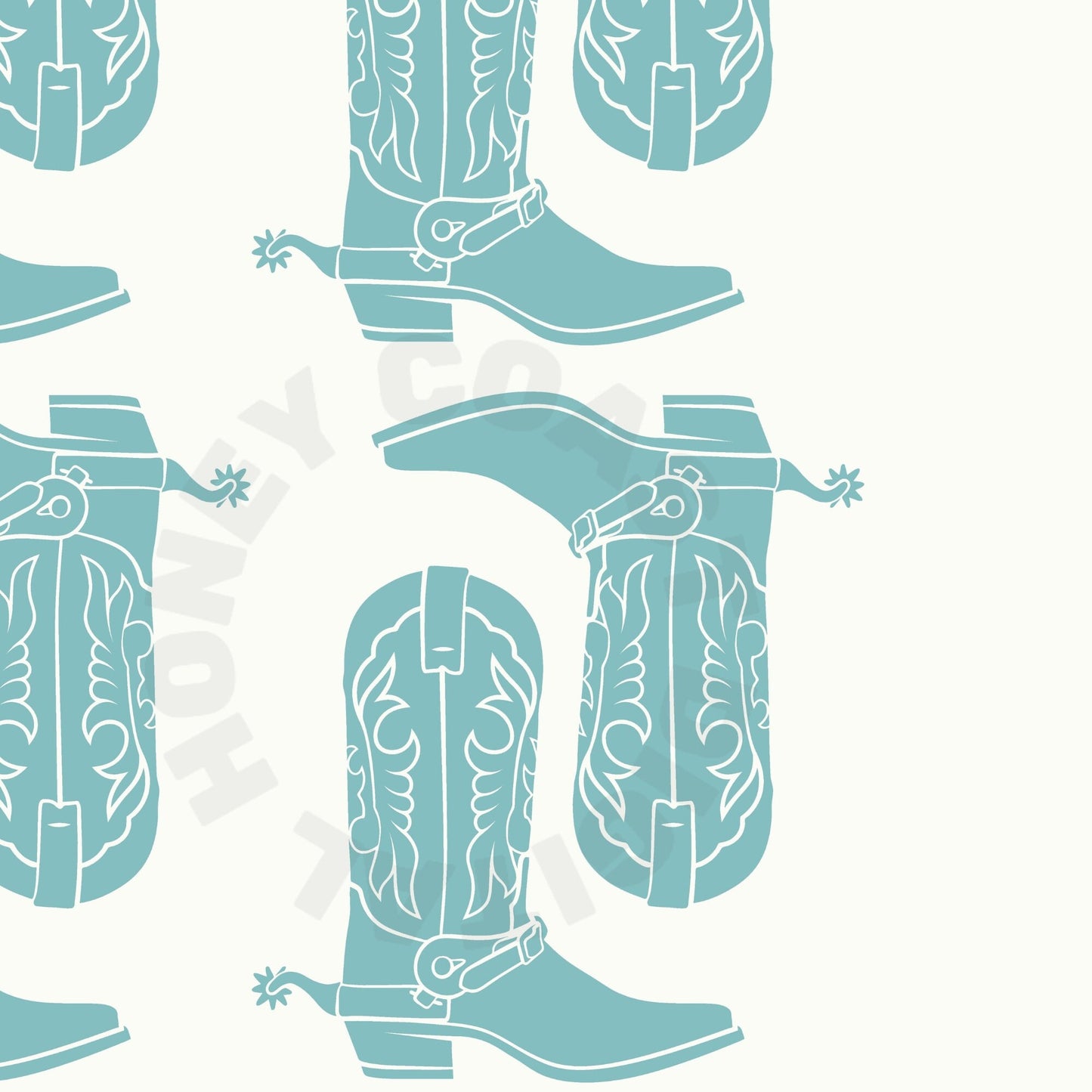 Seafoam Cowboy Boots Digital Prints