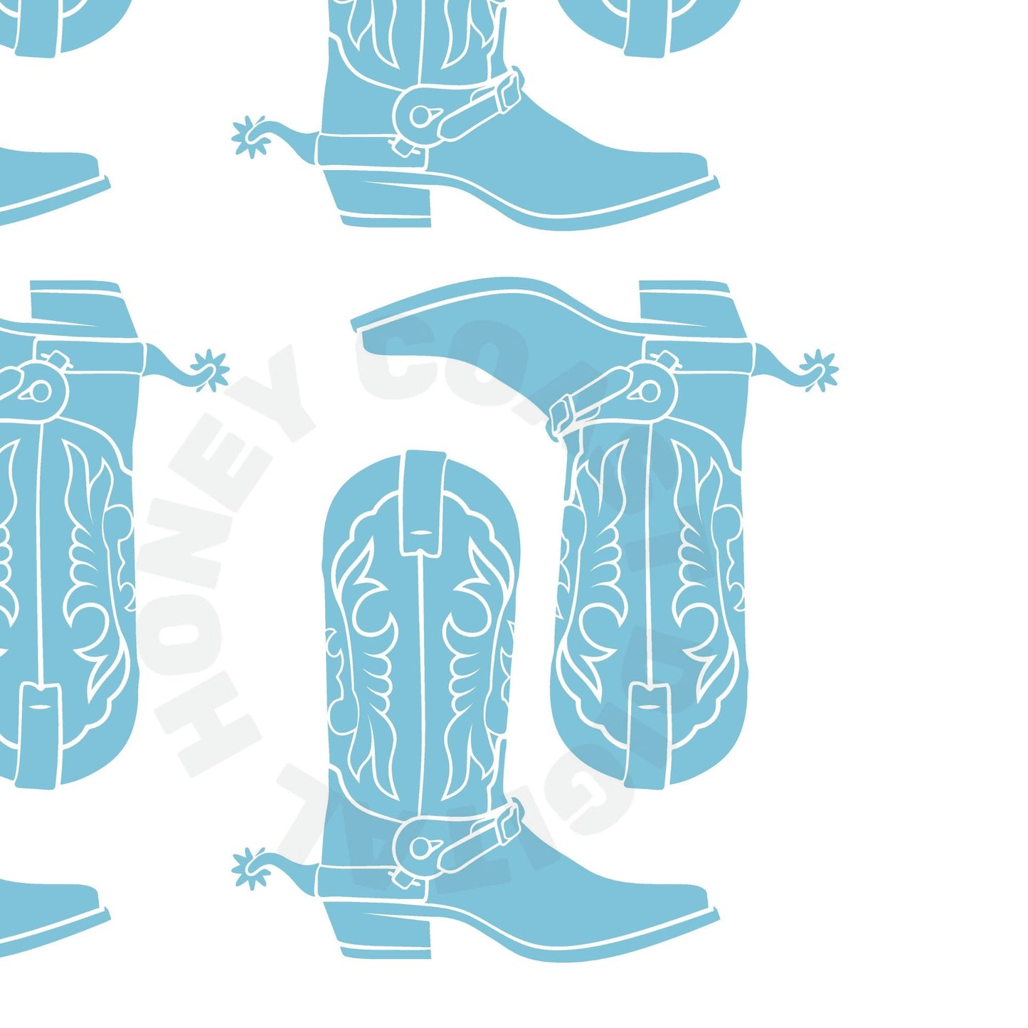 Surf Blue Cowboy Boots Digital Prints