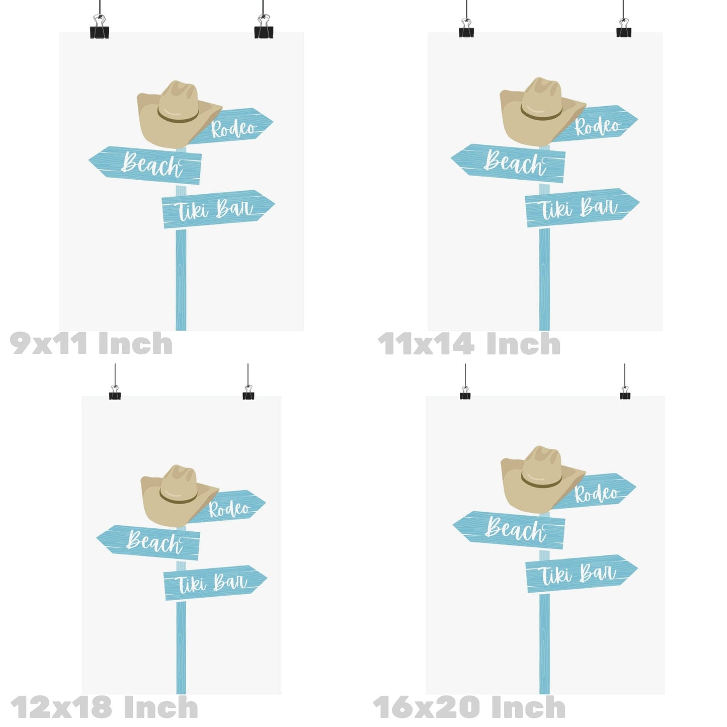 Surf Blue Coastal Cowgirl Beach Sign Poster