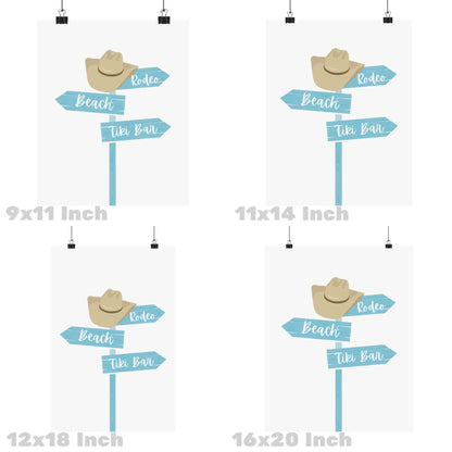 Surf Blue Coastal Cowgirl Beach Sign Poster