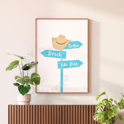 Surf Blue Coastal Cowgirl Beach Sign Poster