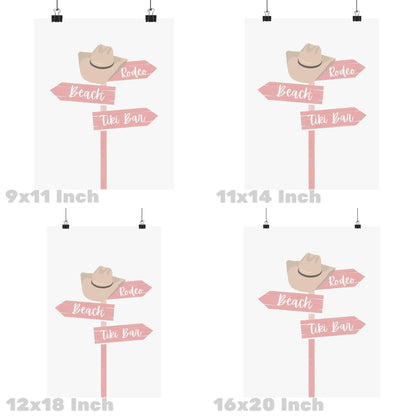 Pink Coastal Cowgirl Beach Sign Poster