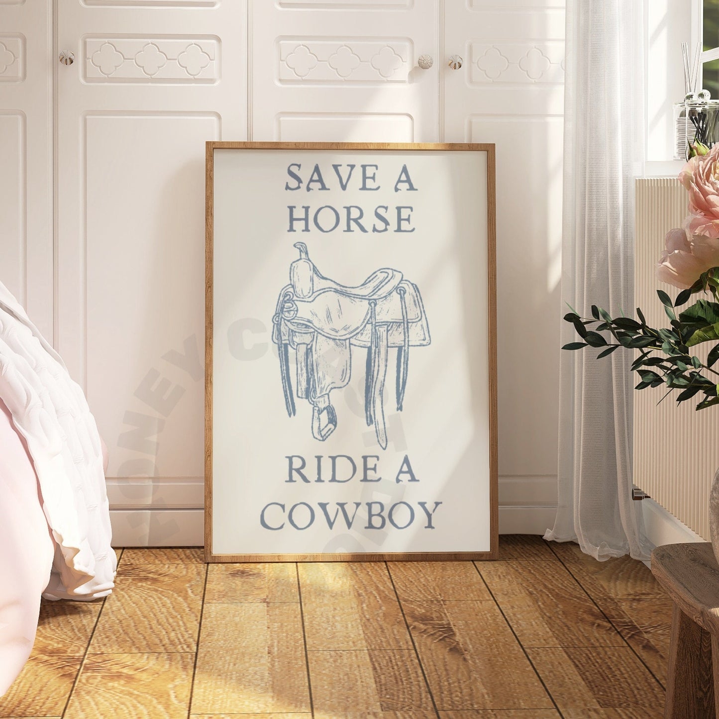 Coastal Blue Save A Horse Ride A Cowboy Poster