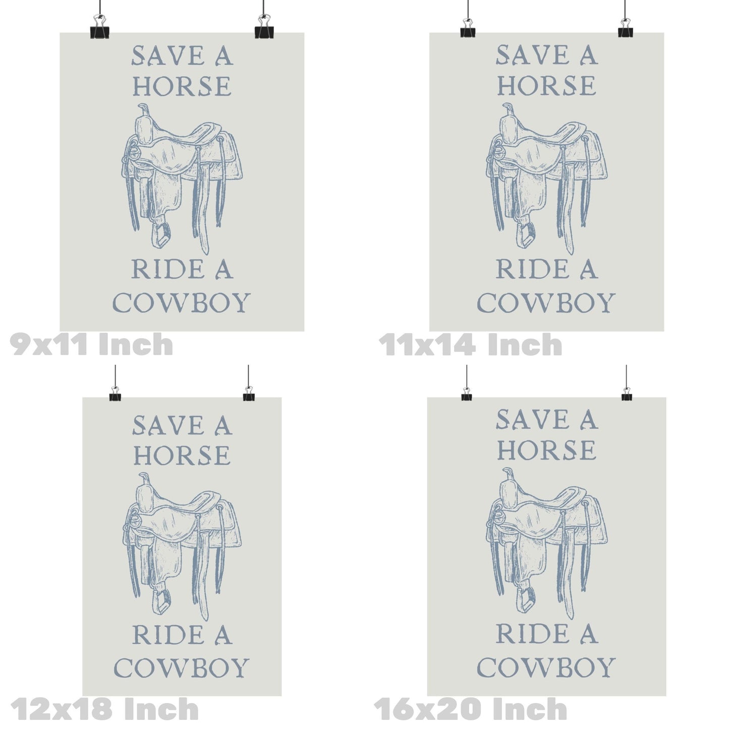 Coastal Blue Save A Horse Ride A Cowboy Poster