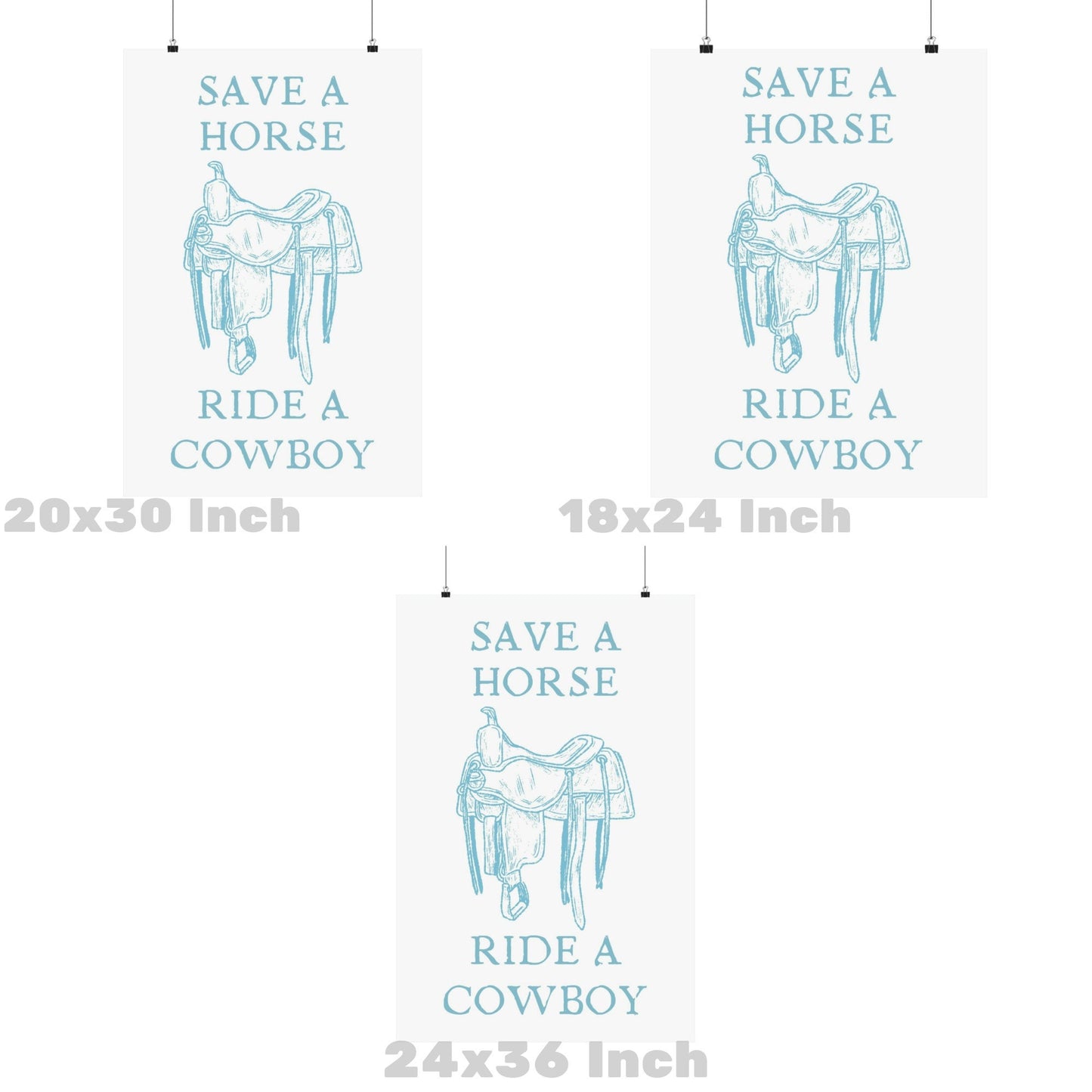 Surf Blue Save A Horse Ride A Cowboy Poster