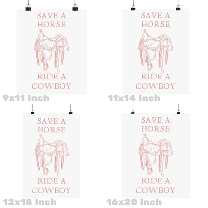 Pink Save A Horse Ride A Cowboy Poster