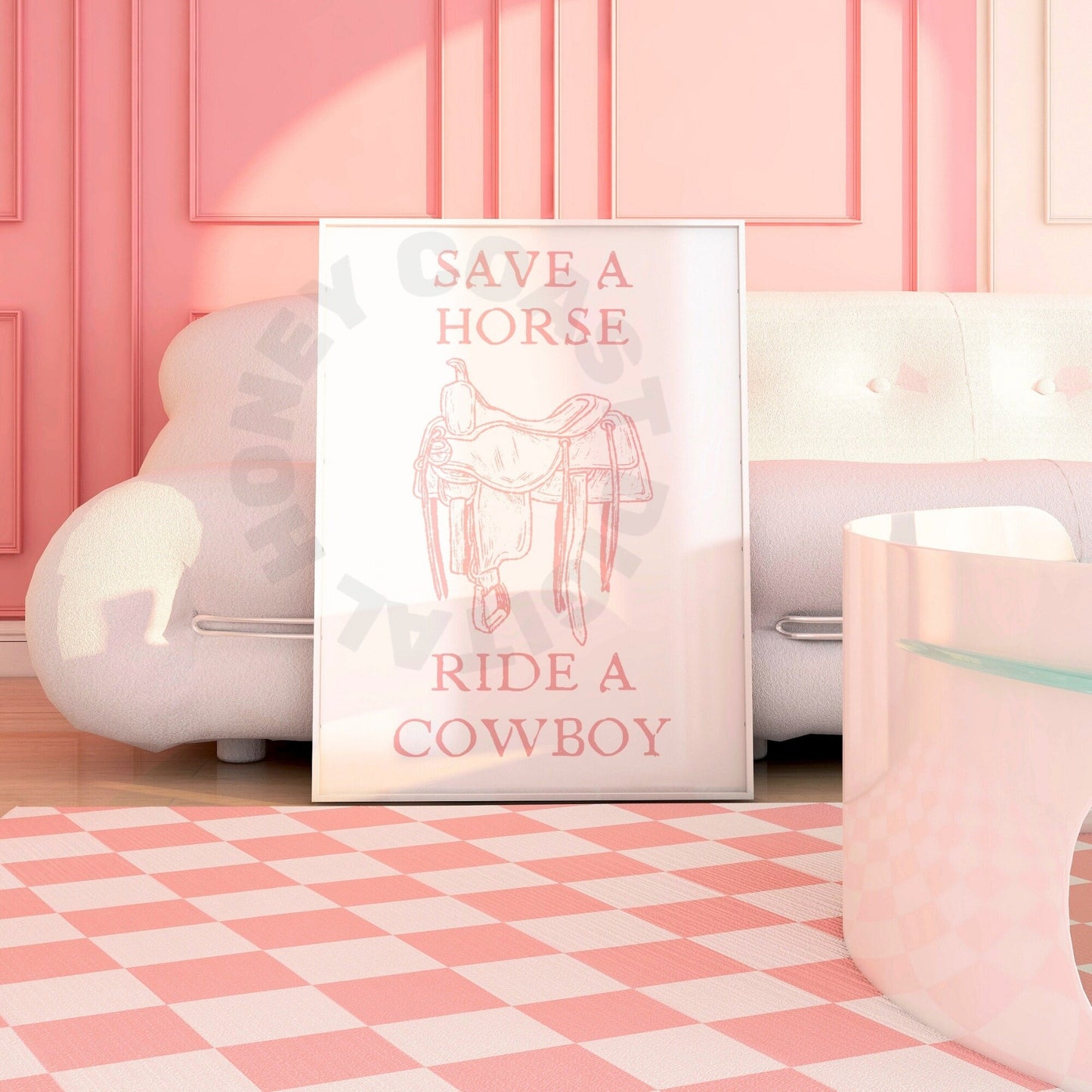 Pink Save A Horse Ride A Cowboy Poster