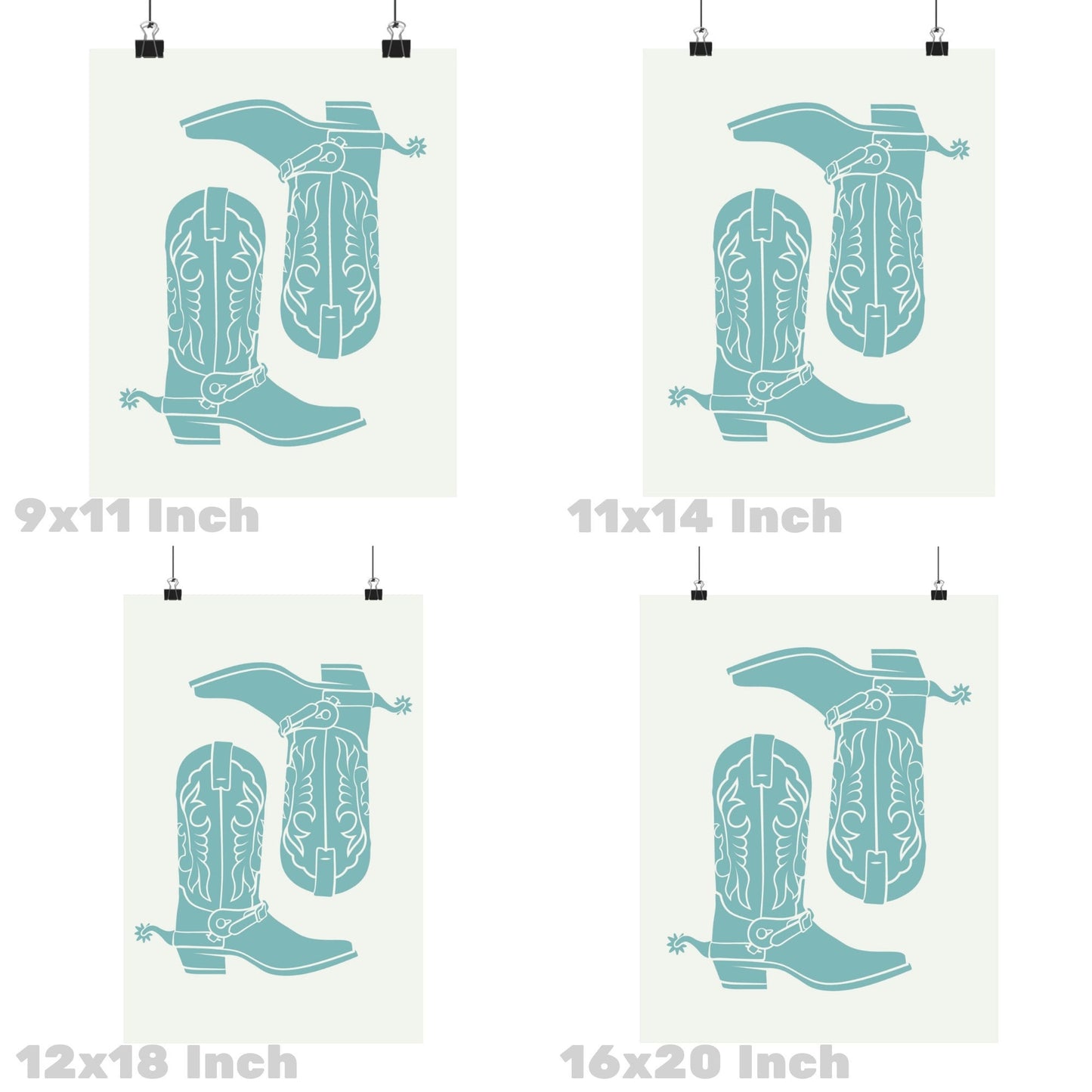 Seafoam Cowboy Boots Poster