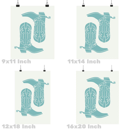 Seafoam Cowboy Boots Poster