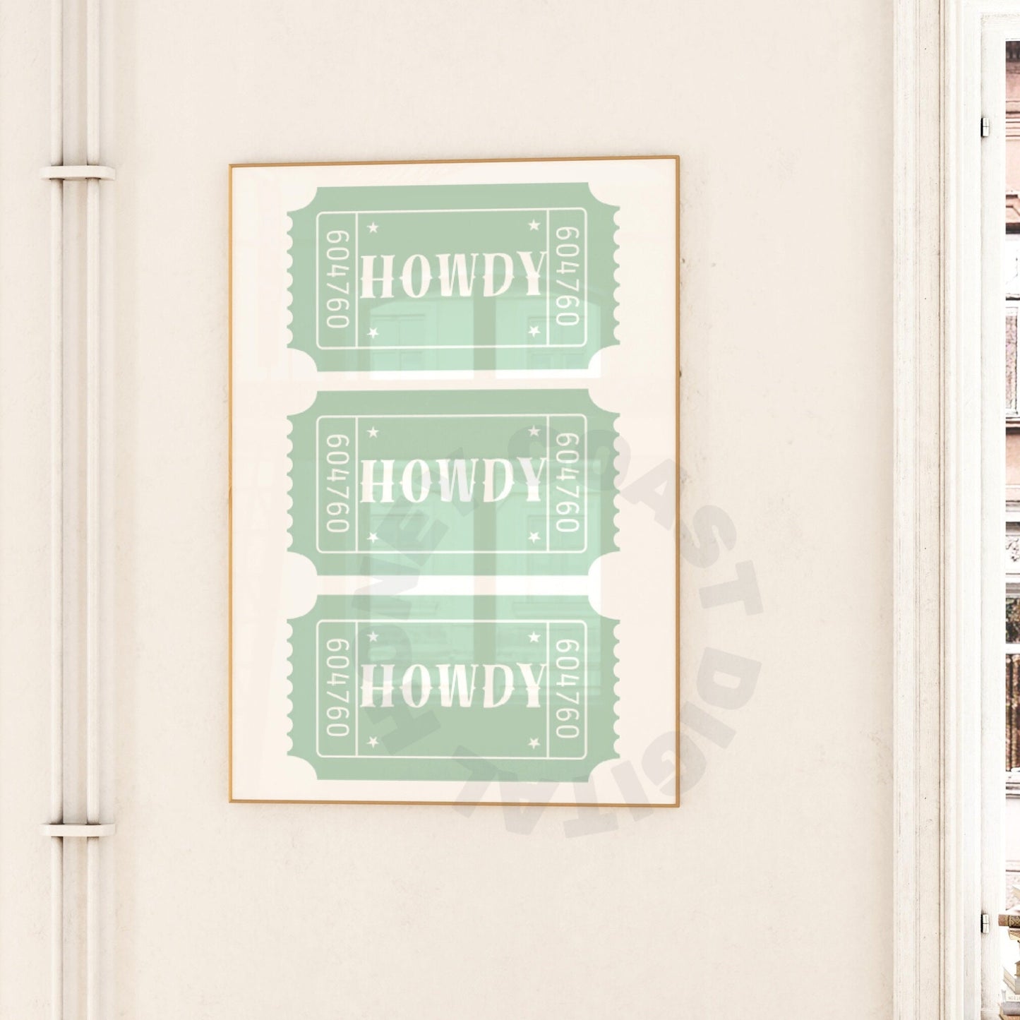 Sage Green Howdy Ticket Digital Prints