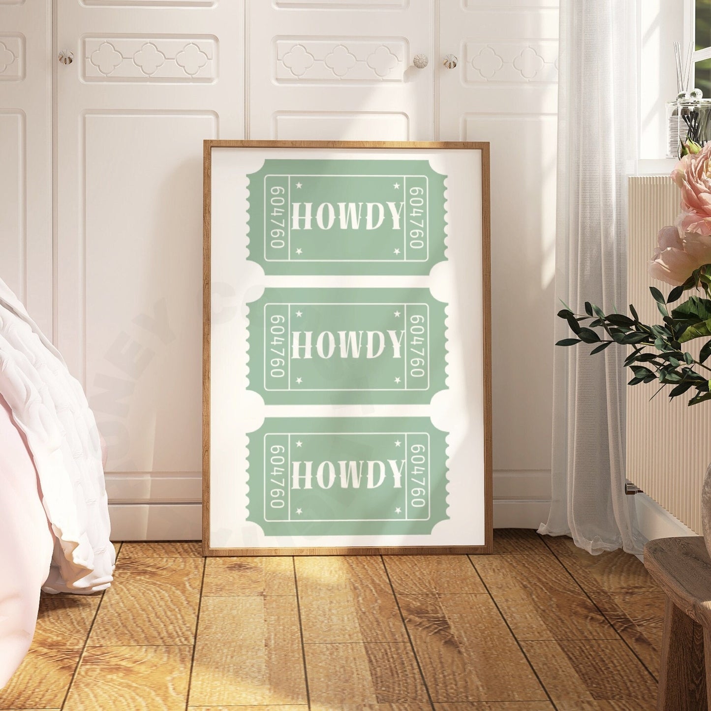 Sage Green Howdy Ticket Digital Prints