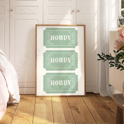 Sage Green Howdy Ticket Digital Prints