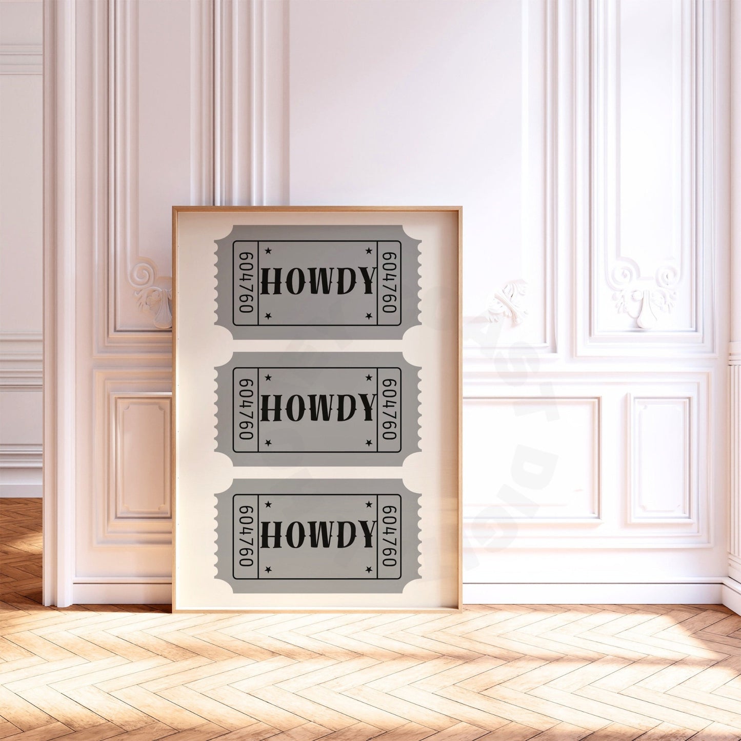 Monotone Howdy Tickets Digital Prints