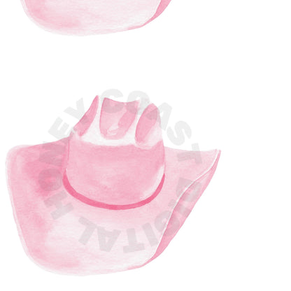 Watercolor Pink Cowboy Hat Digital Prints