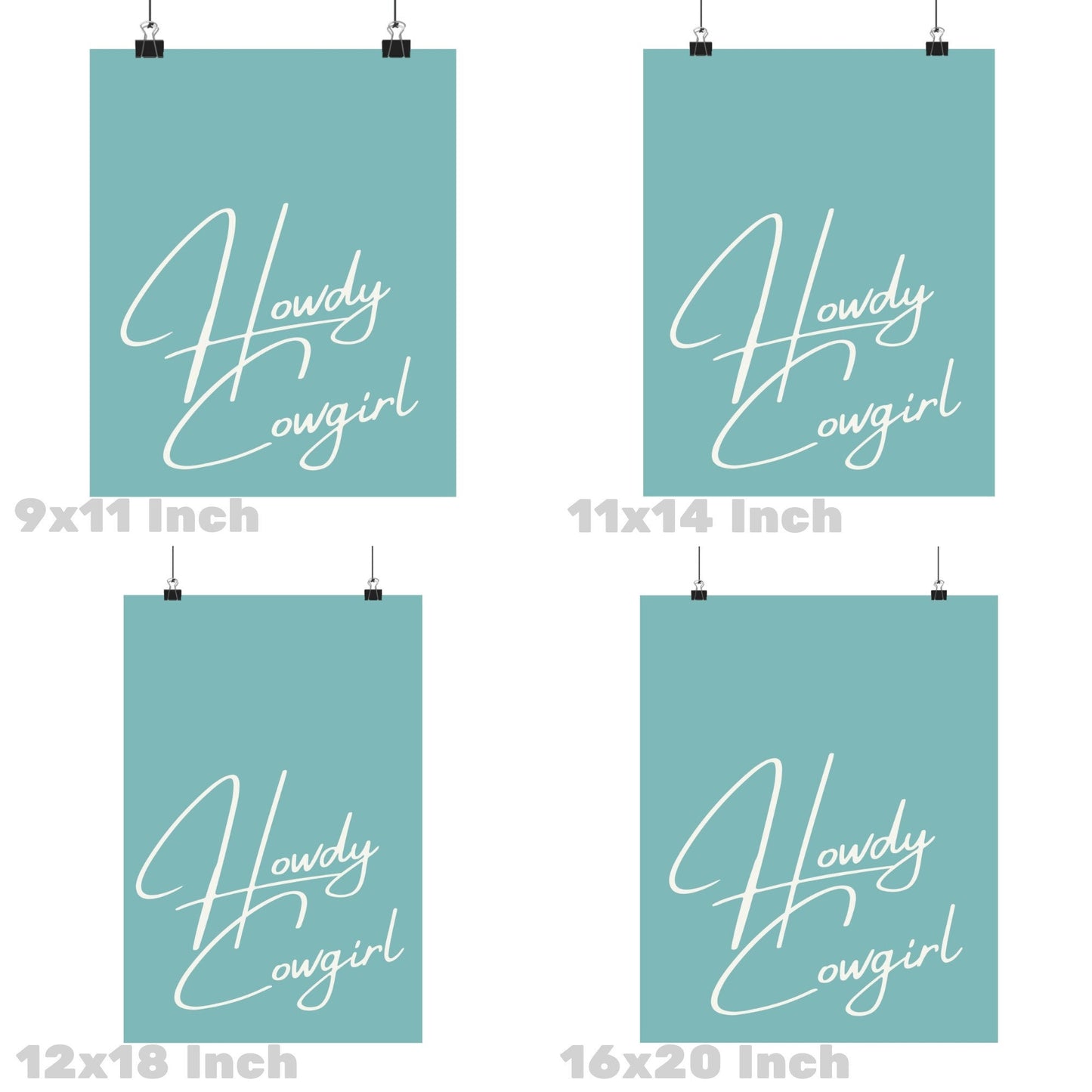 Seafoam Blue Howdy Cowgirl Poster