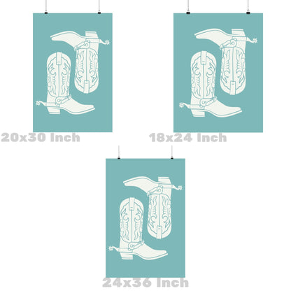 Seafoam Cowboy Boots Poster