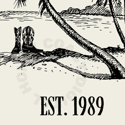 Monotone Cowgirl Beach Club Black Digital Prints