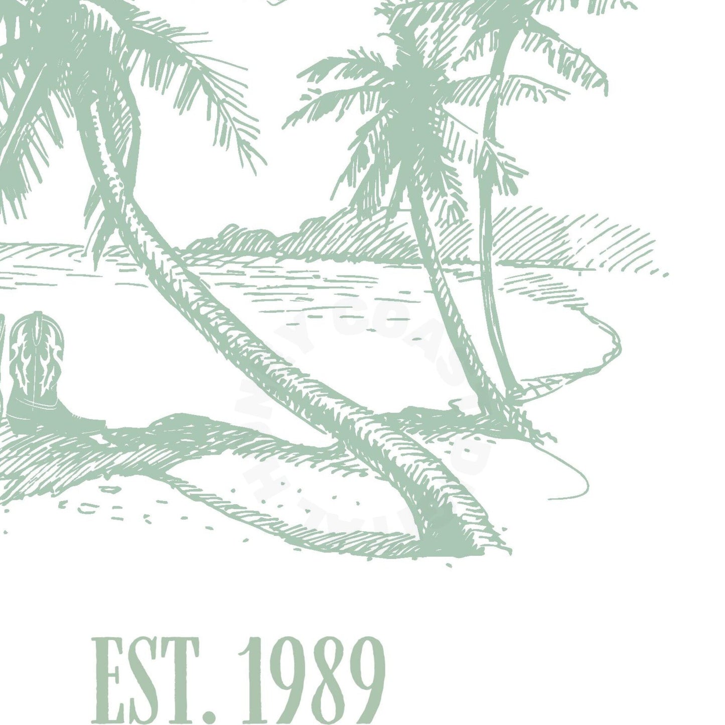 Sage Green Coastal Cowgirl Beach Club Digital Prints