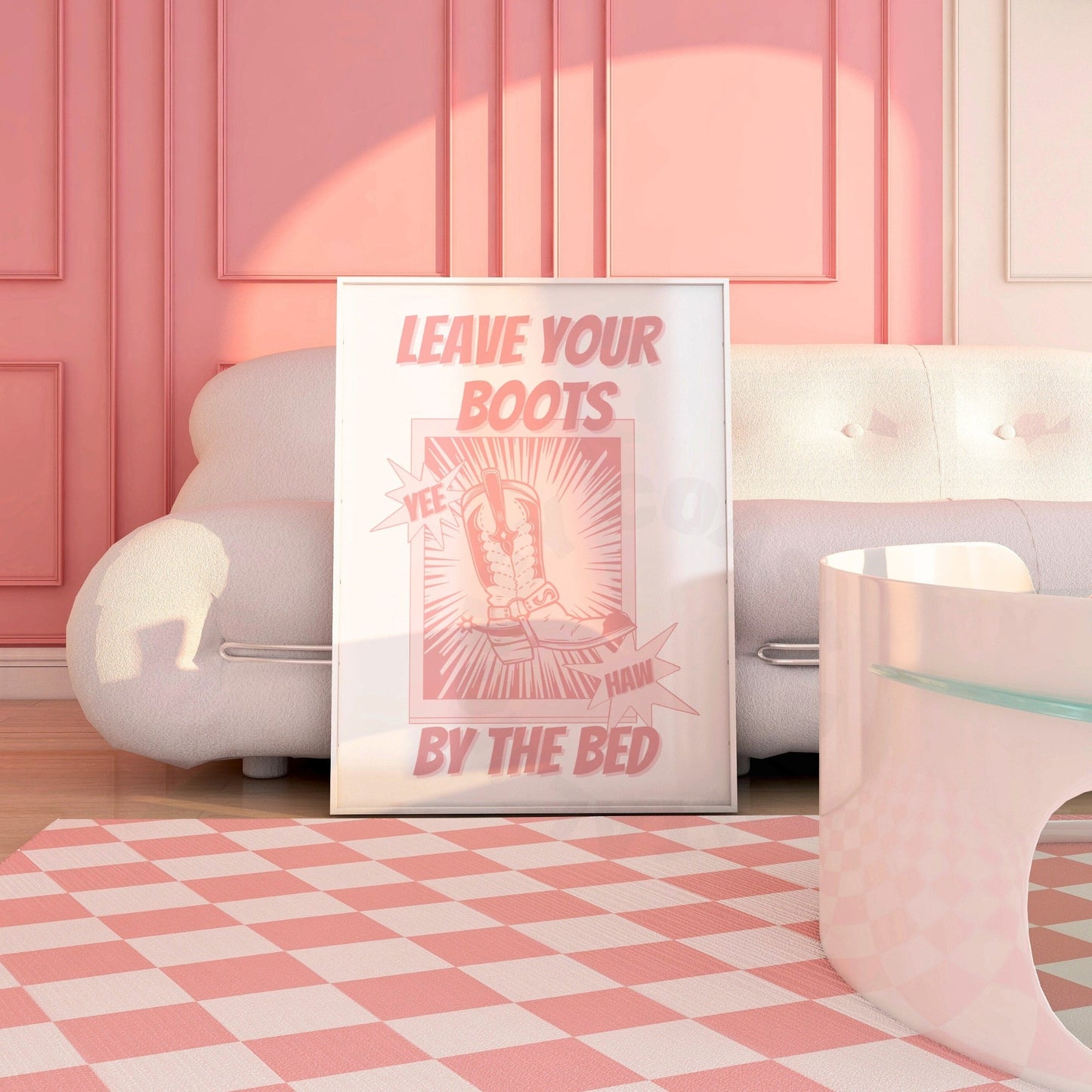 Pink Leave Your Boots By The Bed Digital Prints