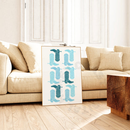 Blue Cowboy Boots Poster