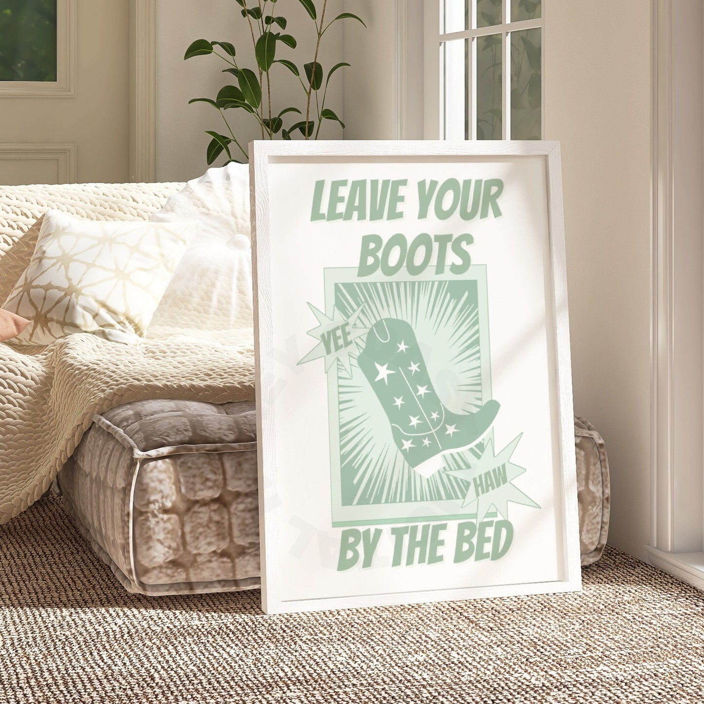 Sage Green Leave Your Boots By The Bed Digital Prints