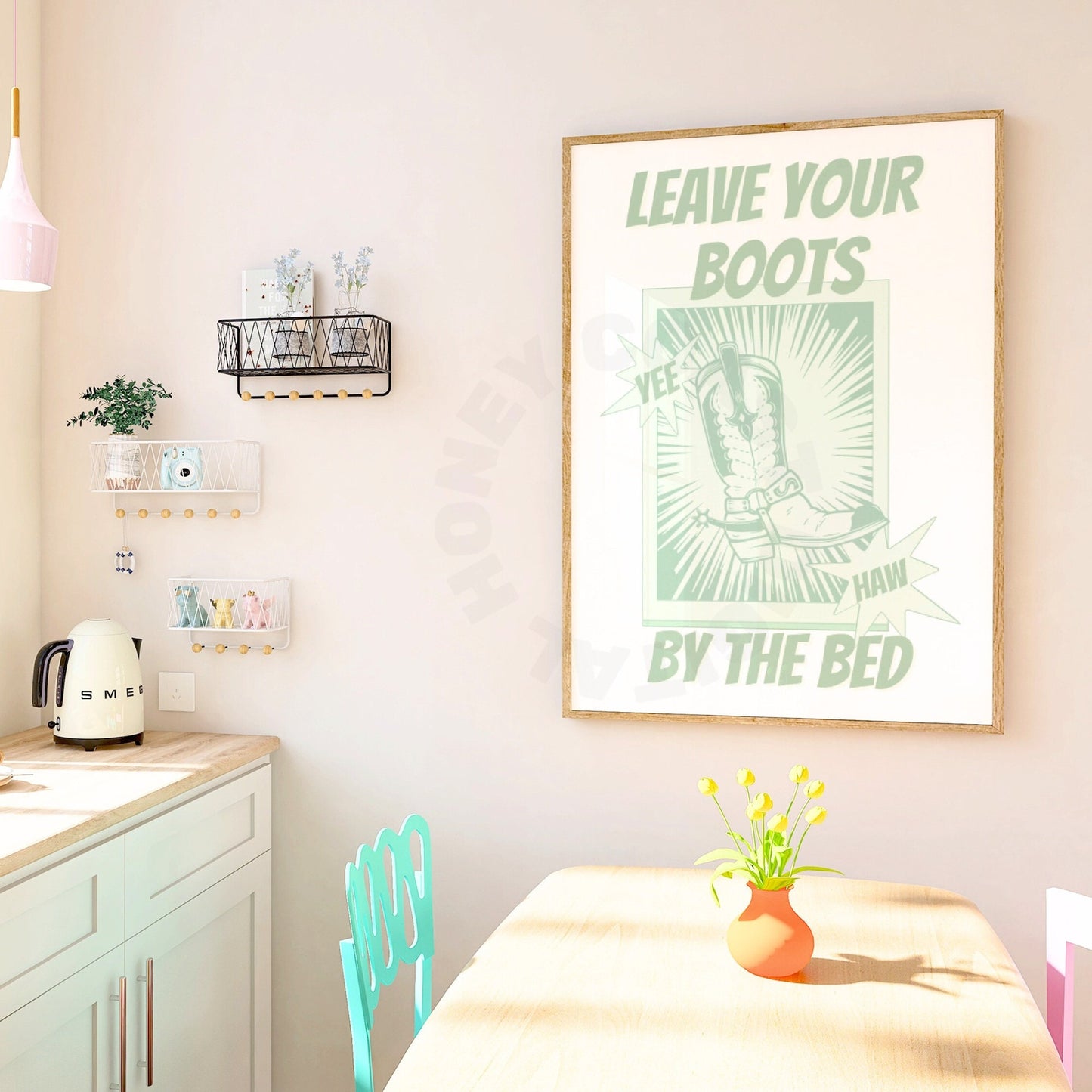 Sage Green Cowboy Boot Digital Prints