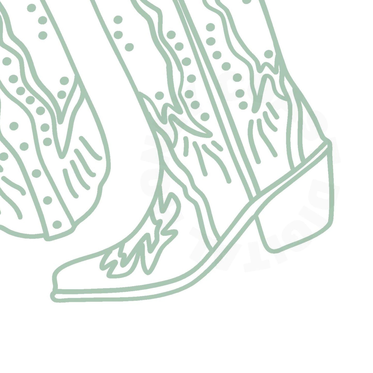 Sage Green Cowboy Boot Digital Prints