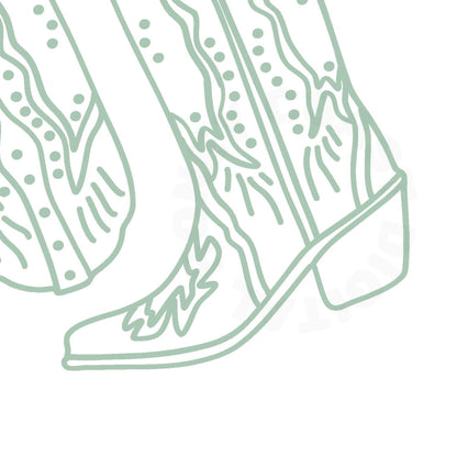 Sage Green Cowboy Boot Digital Prints