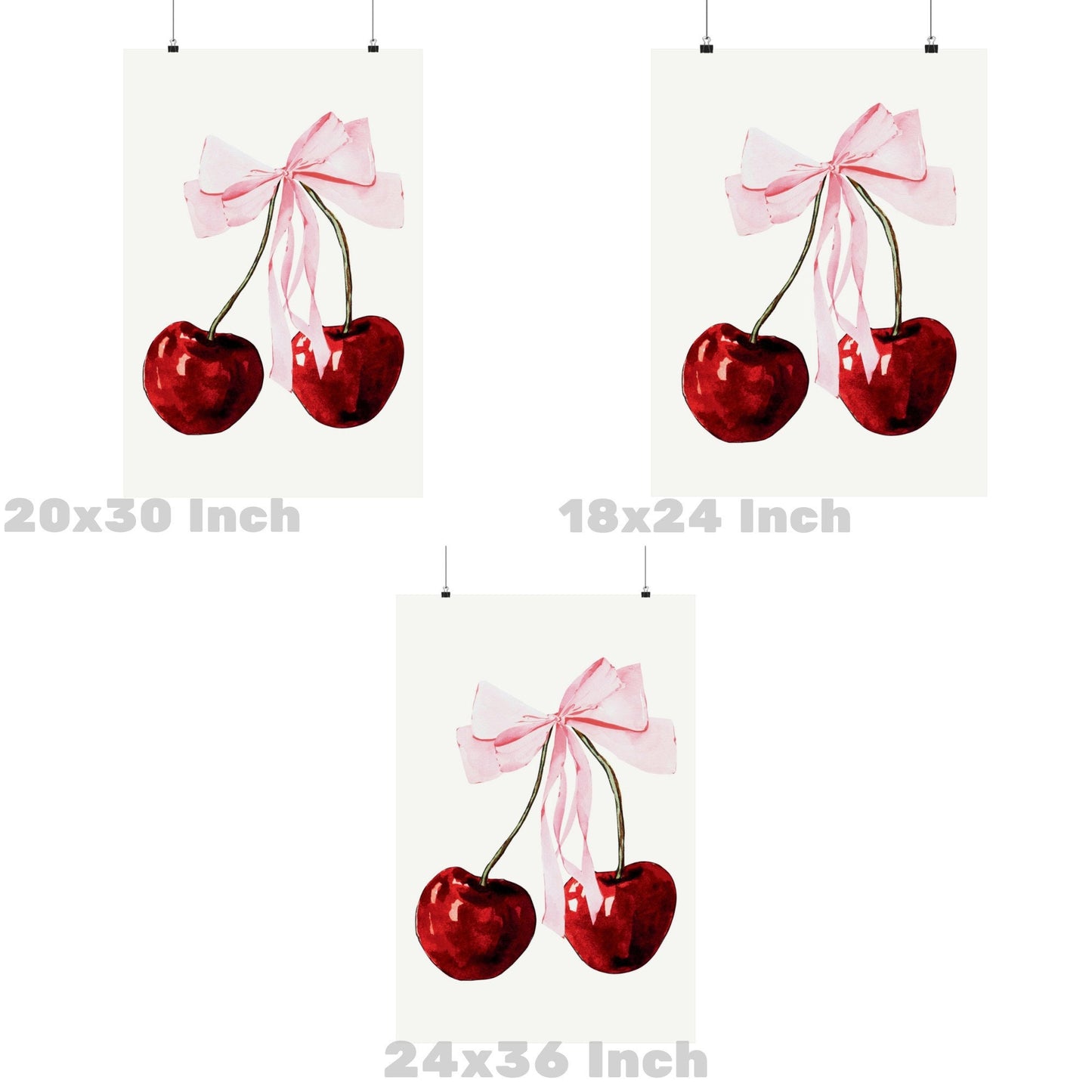 Pink Cherry Hair Bow Poster