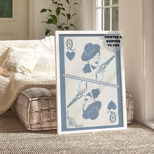 Coastal Blue Queen Of Cowgirls Playing Card Poster