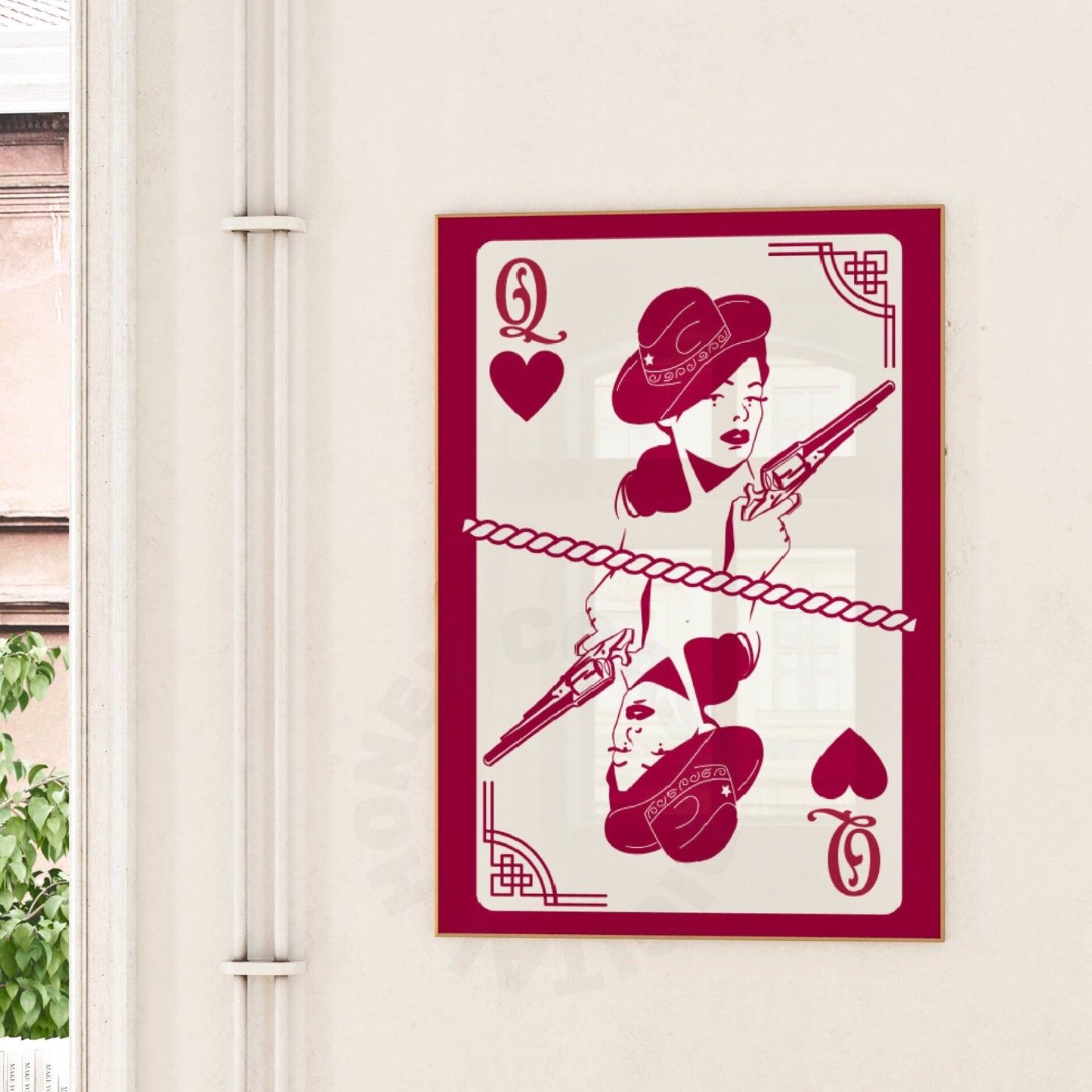 Red Queen Of Cowgirls Playing Card Poster