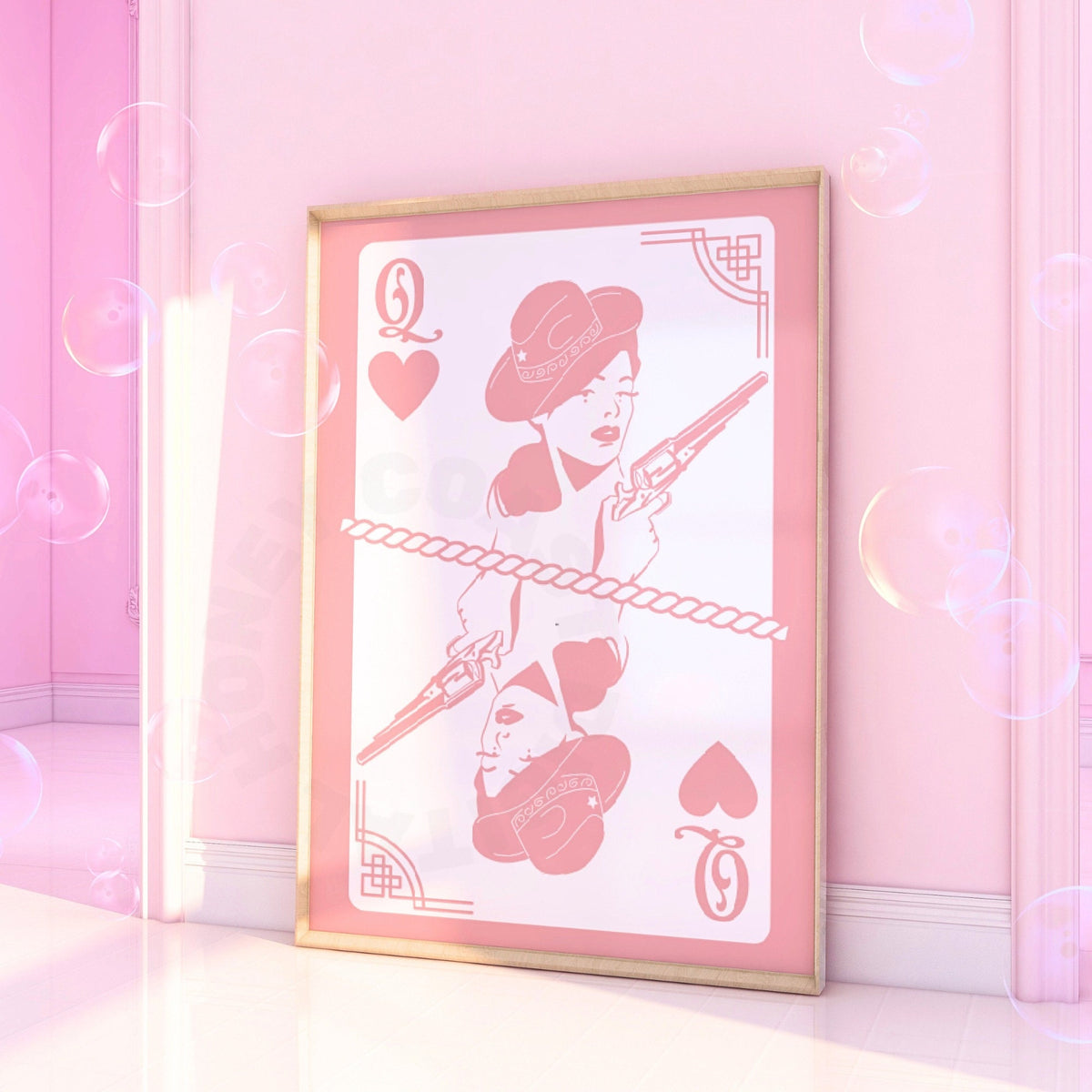Pink Queen Of Cowgirls Playing Card Poster