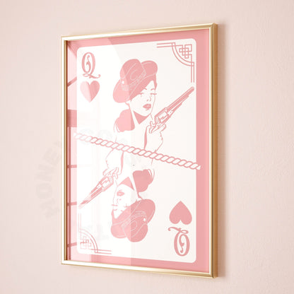 Pink Queen Of Cowgirls Playing Card Poster