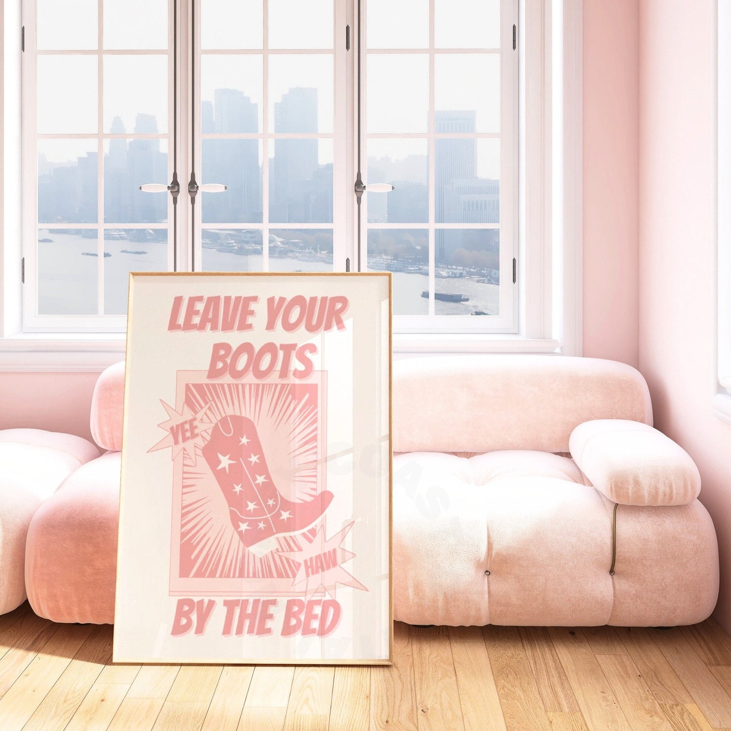 Pink Leave Your Boots By The Bed Poster