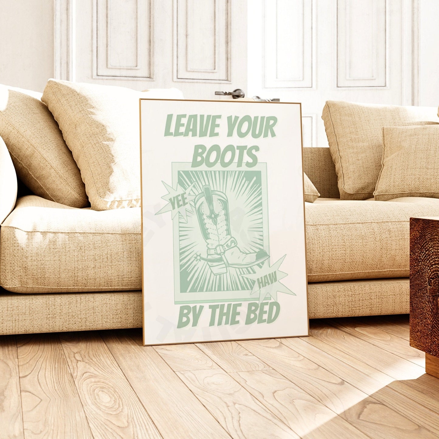 Sage Green Cowboy Boots Poster